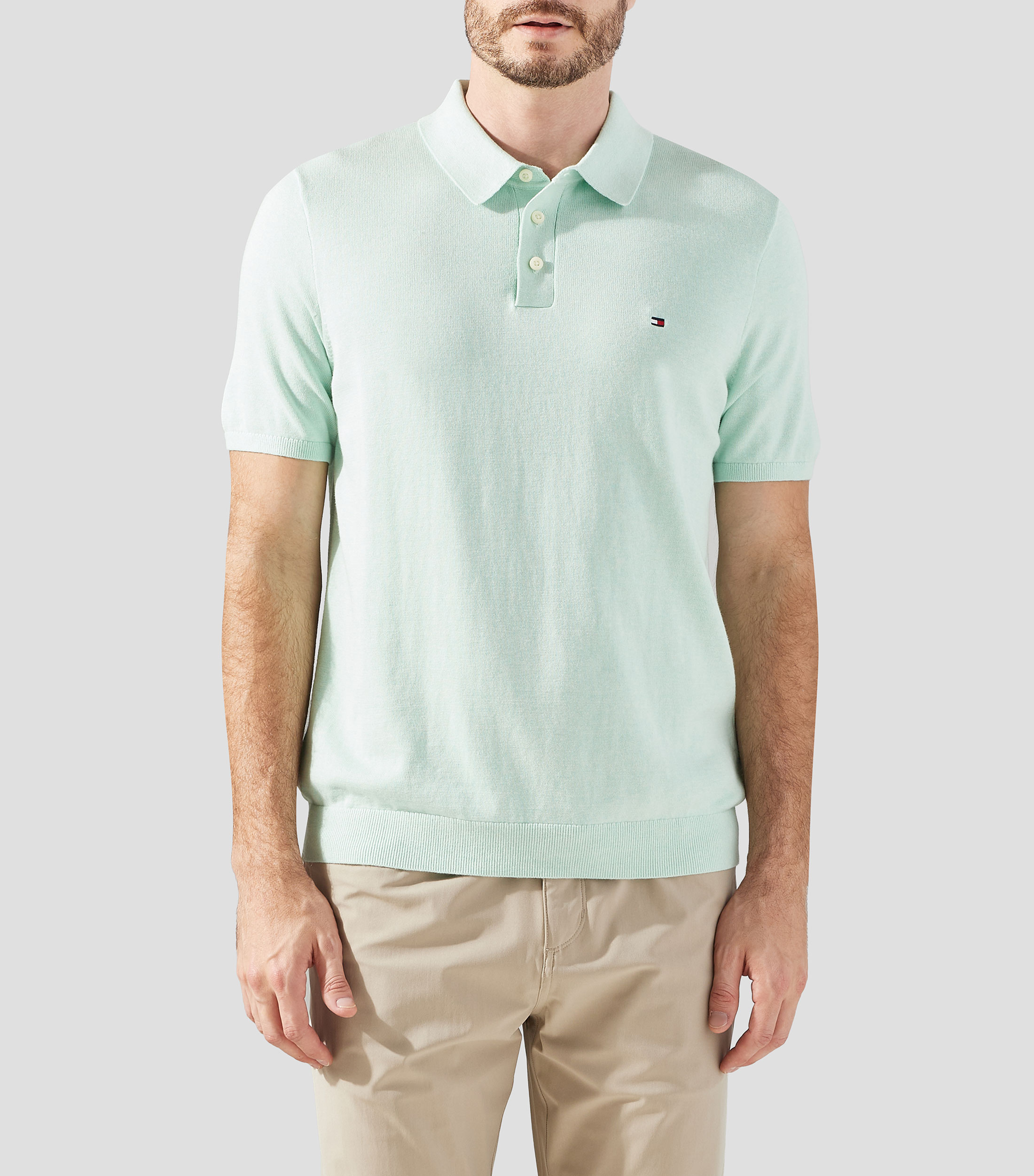 Playera tipo Polo manga corta con microdiseños Hombre